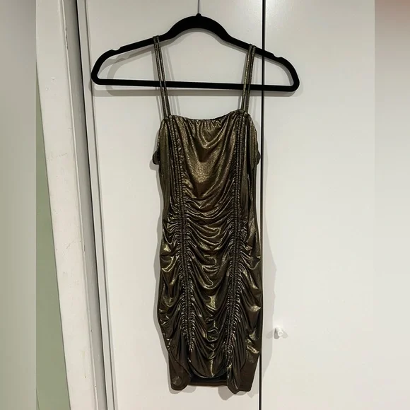 looking for a gold dress QUEEN OF EVERYTHING MIRRORED MAXI DRESS IN GOLD – AKIRA